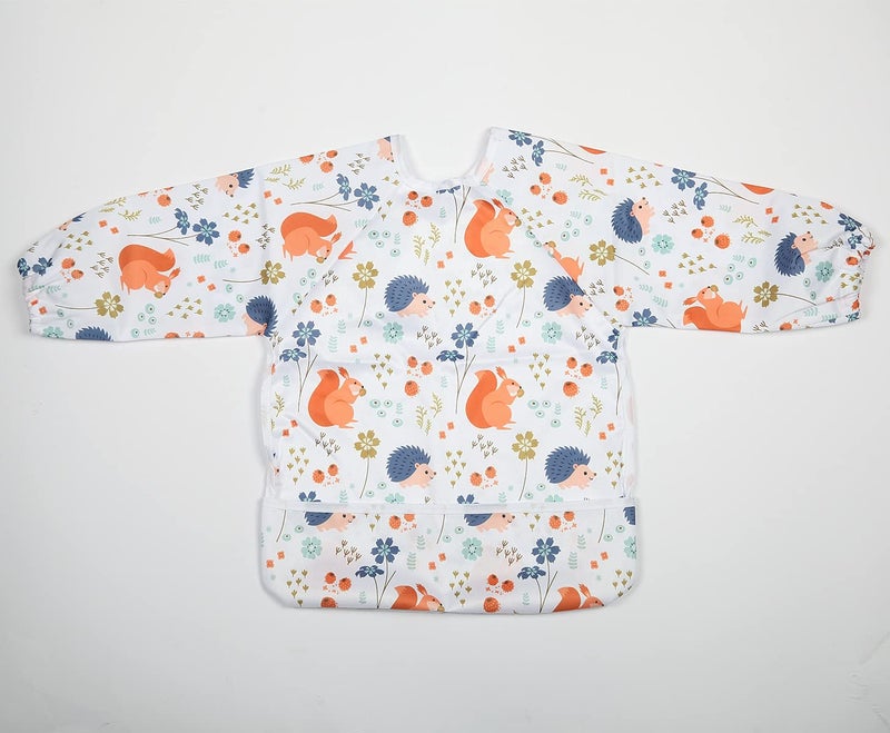 Sigzagor Baby Bib Long Sleeved Shirt With Pocket 1 to 3 years old Toddler (Squirrel Hedgehog) - Image 2